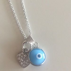 Heart ❤️ and evil eye charm necklace